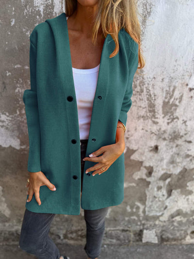 Ella™ - Essential Strickjacke mit geknöpfter Kapuze